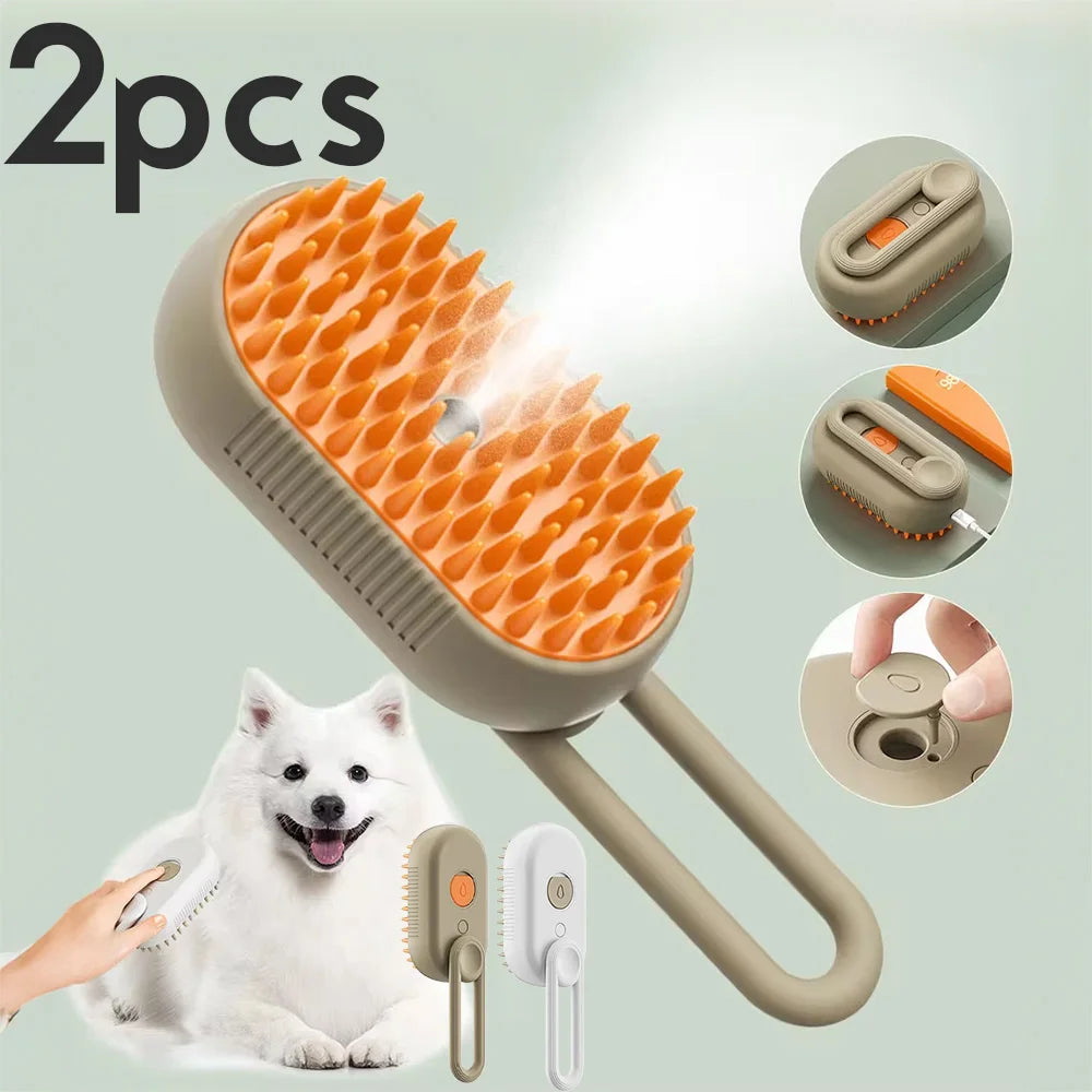 3-in-1 Smart Pet Steamy Brush – Ultimate Shedding & Massage Grooming Tool
