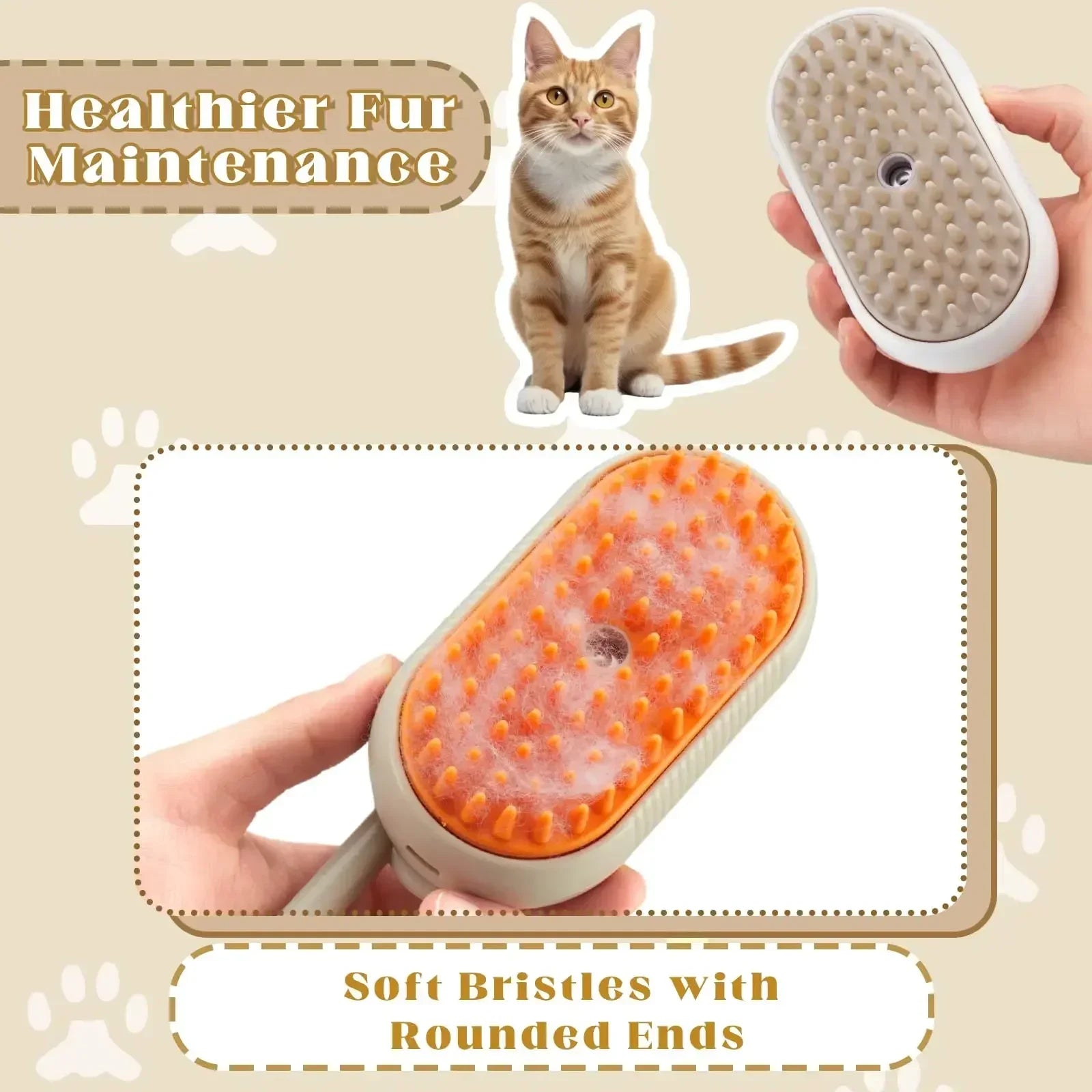 3-in-1 Smart Pet Steamy Brush – Ultimate Shedding & Massage Grooming Tool